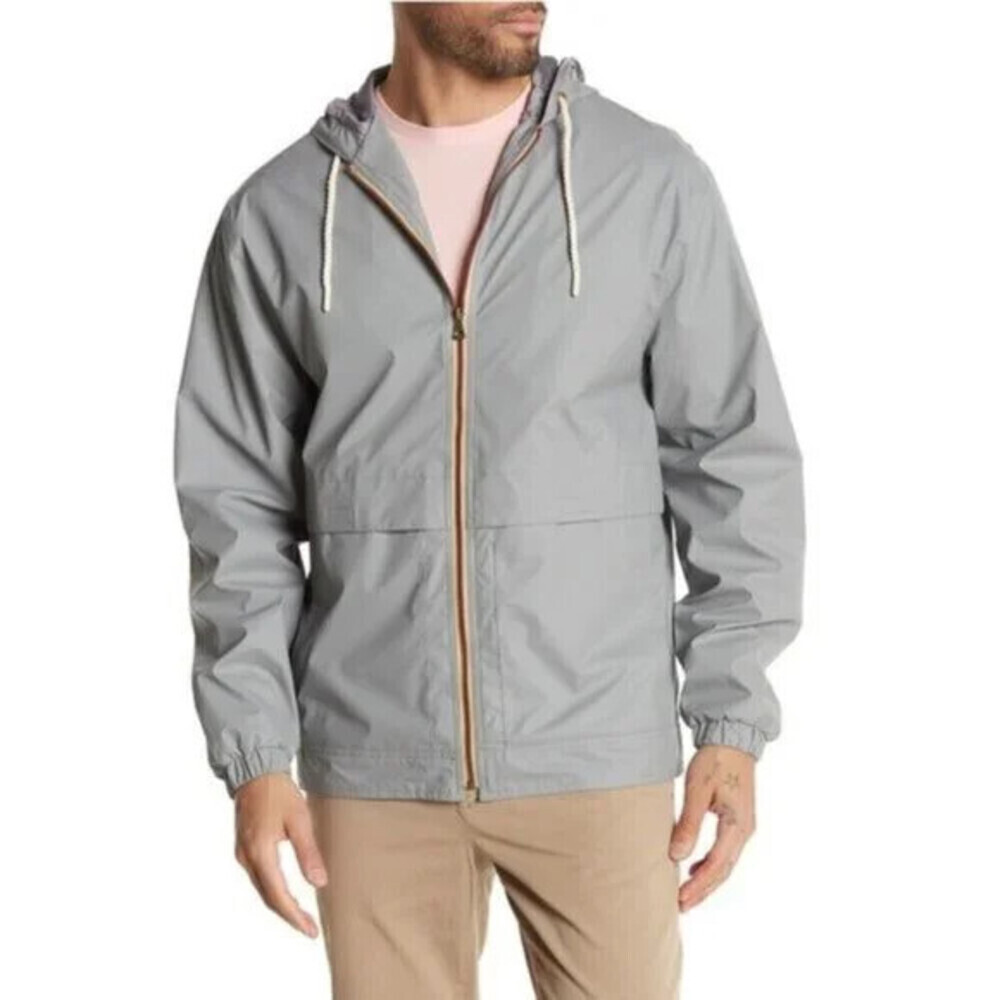 Weatherproof Hooded Full Zip Rain Slicker Sport Jacket Raincoat Grey Size S $129